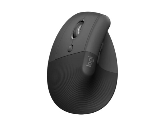 Logitech Lift Vertical Ergonomic Mouse, Wireless, Bluetooth or Logi Bolt USB receiver, Quiet clicks, 4 buttons, compatible with Windows/macOS/iPadOS, Laptop, PC ,Graphite | ‎910-006473