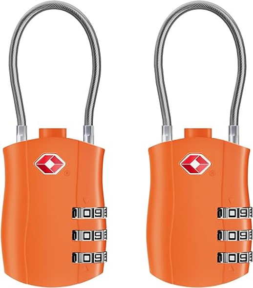 TSA Luggage Locks with 3-Digit Re-settable Combination Lock - Orange
