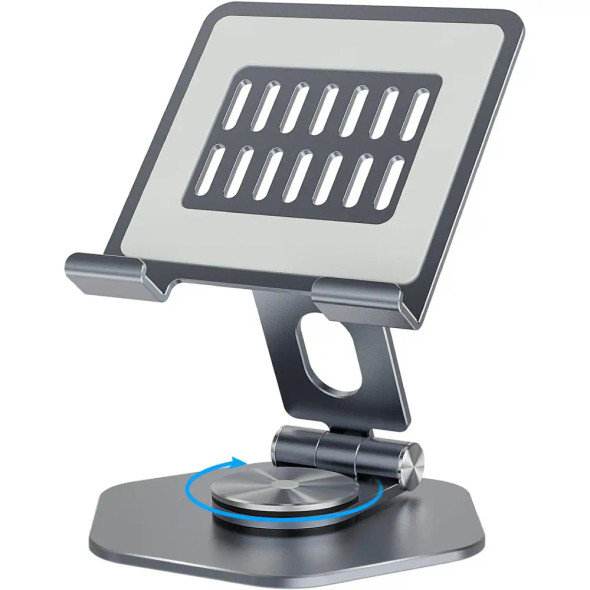 SOJUNER Swivel Tablet Stand, Tablet Holder for iPad with 360 Rotating Base, Grey | SJ-H6