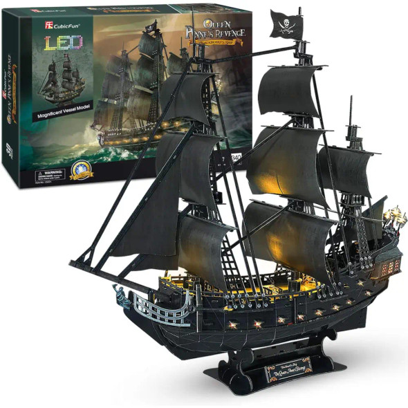 3D Puzzles for Adults 27" Pirate Ship Arts Crafts for Adults Gifts for Men Women Model Kits Brain Teaser Puzzles for Adults Sailboat Building Kits, 340 Pieces | L520H