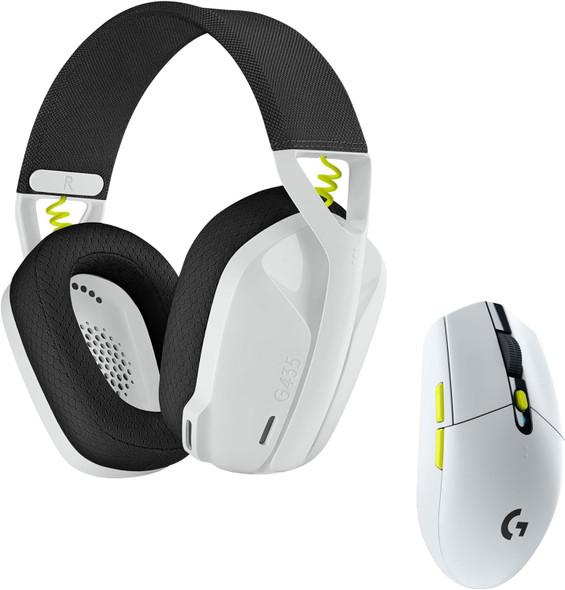 Logitech G435 Lightspeed Wireless Gaming Headset with G305 Lightspeed Wireless Gaming Mouse - White | 981-001161