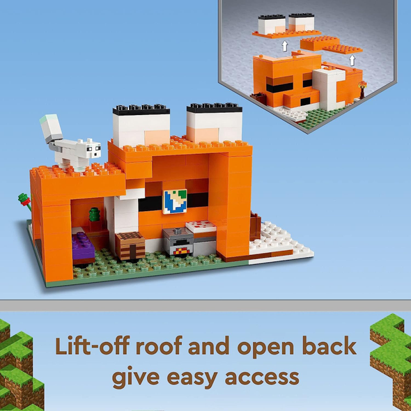 LEGO Minecraft The Fox Lodge House Animal Toys with Drowned Zombie Figure, Ages 8 and Up | 21178
