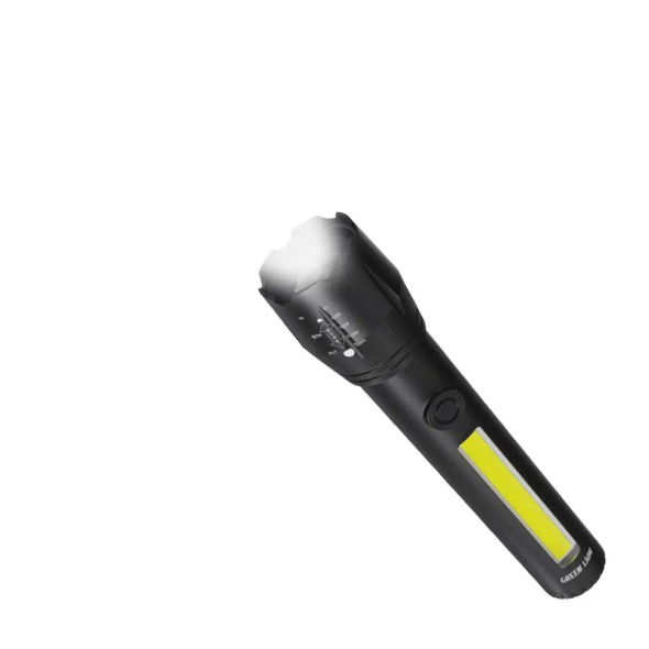 Green Lion 2 in 1 Adjustable Torch 3W LED 130lm 1200mAh - Black |GN2IN1ATORCH