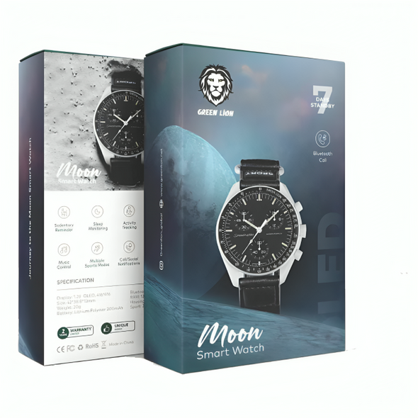 Green Lion Journey to Moon Smart Watch - Black | GNMOONSWBK