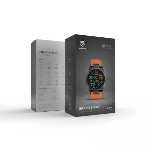 Green Lion Grand Smart Watch with Black Case - Orange | GNGRNDSWBKOG