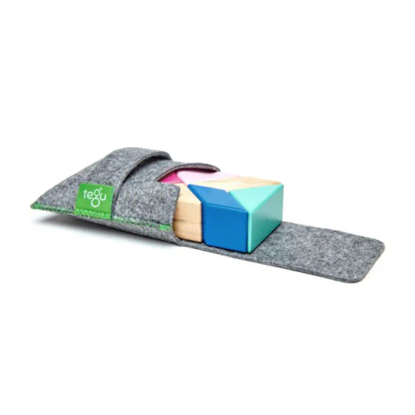 Tegu Pocket Pouch Prism Magnetic Wooden Block Set-Blossom, Multi-Colour, 6 Pieces | ‎PPP-BSM-607T