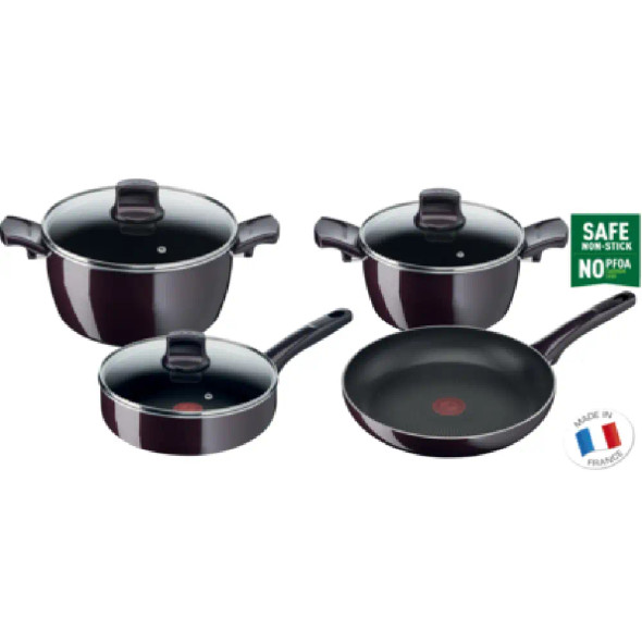 TEFAL Hard Stone 8 pc set stewpots 20/22/28 cm, shallow pan 26 cm+