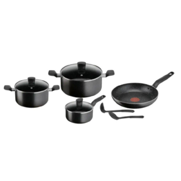 Tefal Dark Stone 9 pcs set (Stewpot 20cm + Lid/ 24cm + Lid/Saucepan 16cm + Lid/ Frypan 28cm + 2 tools) | B491S985