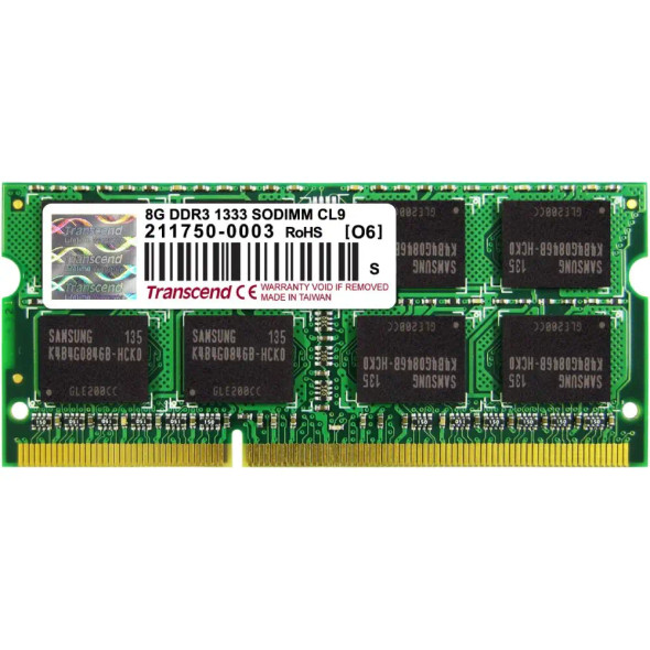 Transcend 8GB DDR3 1333 SODIMM 2RX8 512MX8 CL9 1.5V | TS1GSK64V3H