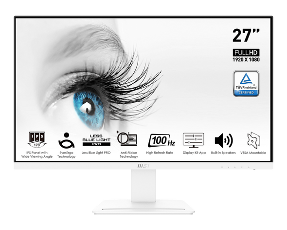 MSI PRO 27" 16:9 Full HD 100Hz IPS LCD Monitor, Matte White 1920 x 1080 (FHD)1ms | MP273AW