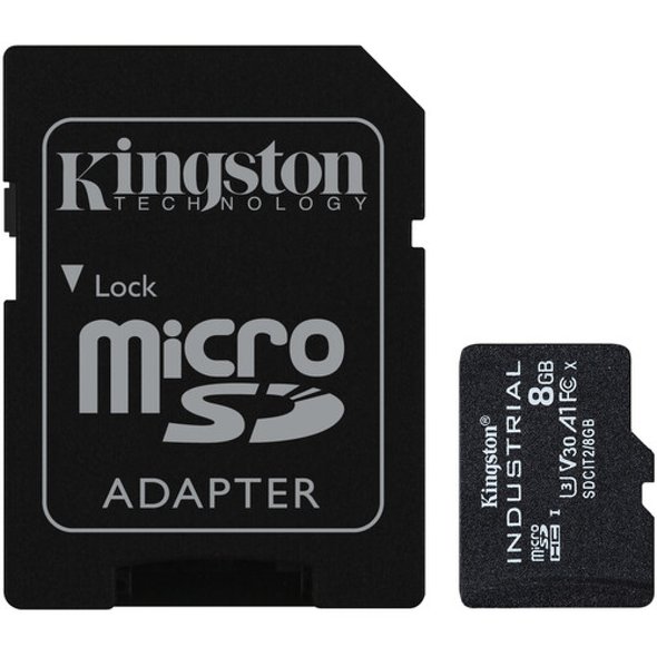 Kingston 8GB microSDHC Industrial C10 A1 pSLC Card + SD Adapter | SDCIT2/8GB