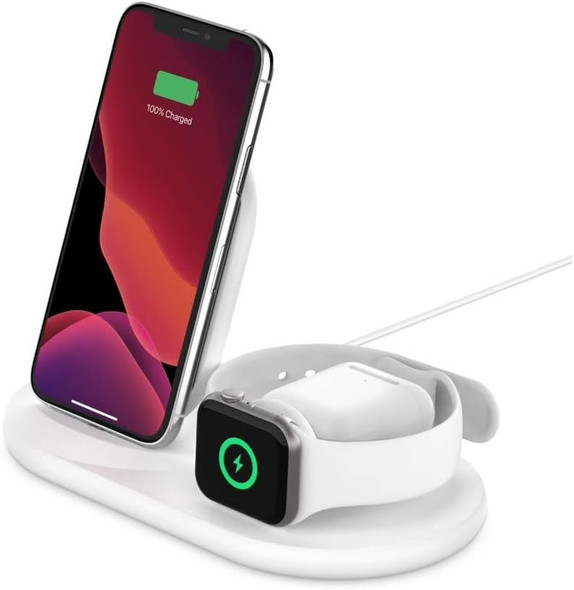 Belkin 3-in-1 Wireless Charger for Apple Devices, White | WIZ001myWH