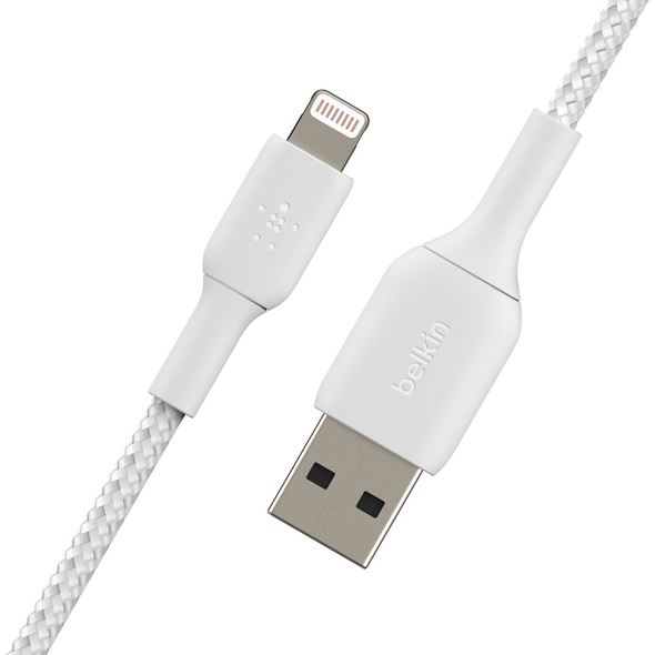 Belkin Boost Braided Lightning Cable to USB-A Cable -2M, White | CAA002BT2MWH