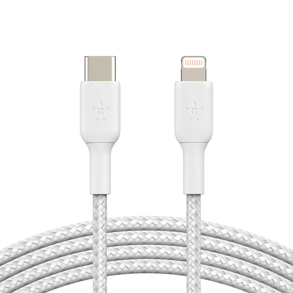 Belkin Boost charge Braided USB-C to Lightning Cable -2M,White| CAA004BT2MWH