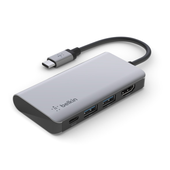 Belkin USB-C 4-in-1 Multiport Adapter ,Grey | AVC006BTSGY