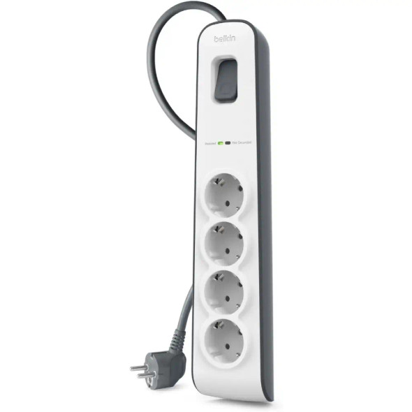 Belkin Surge Master 4 Socket 2m Surge Protection Strip European Plug | BSV400vf2M