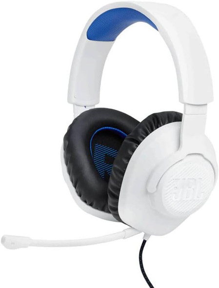 JBL Quantum 100P Console Wired Gaming Headset for Playstation, White/Blue | Q100PWHTBLUAM