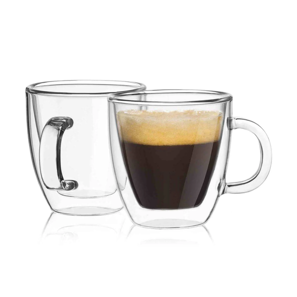 JoyJolt Savor Double Wall Insulated Glasses Espresso Mugs - Set of 2 | JG10213