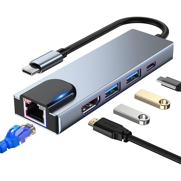 IWAYS 5-in-1 Type C Docking Station LAN + Type C + USB3*0.2 + HDMI | IW-TC21B