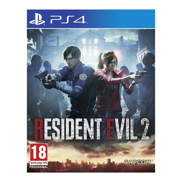 Resident Evil 2 Remake PS4 game disc cover Leon Kennedy Claire Redfield Raccoon City zombies