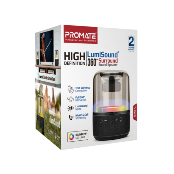 Promate HD LumiSound 360° Surround Sound Speaker Black | Glitz-L.Black