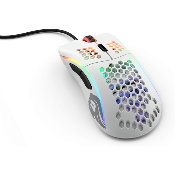 Glorious Model D Minus Honeycomb Gaming Light Weight RGB PC Mouse, 61g - Matte White
