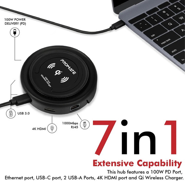All-in-One USB-C™ Hub with 100W Power Delivery & 10W Qi Wireless Charger