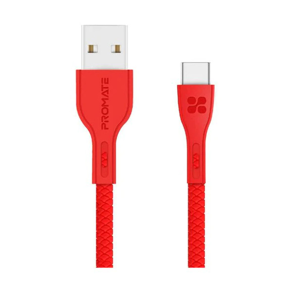 Promate USB‐C Sync & Charge Cable with Fast Charging 2A Support,1.2M,Red| POWERBEAM-C.RED