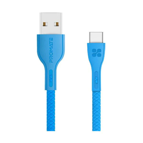 Promate USB‐C Sync & Charge Cable with Fast Charging 2A Support,1.2M,Blue| POWERBEAM-C.BLUE