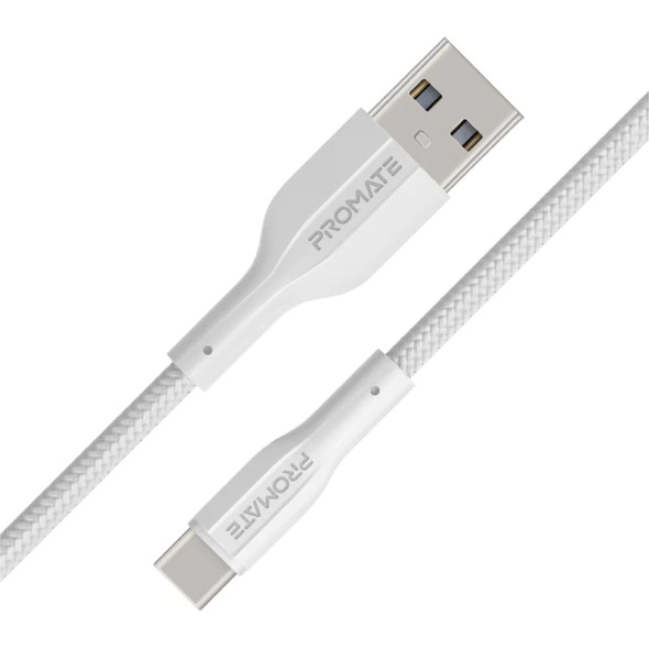 Promate Super Flexible Data and Charge USB-C cable ,White,1M | XCord-AC.White