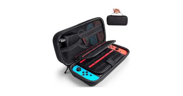 Switch Carrying Case Compatible with Nintendo Switch/Switch OLED - Fit AC Charger Adapter - with 20 Game Cartridges Hard Shell Travel Switch Pouch for Console & Accessories