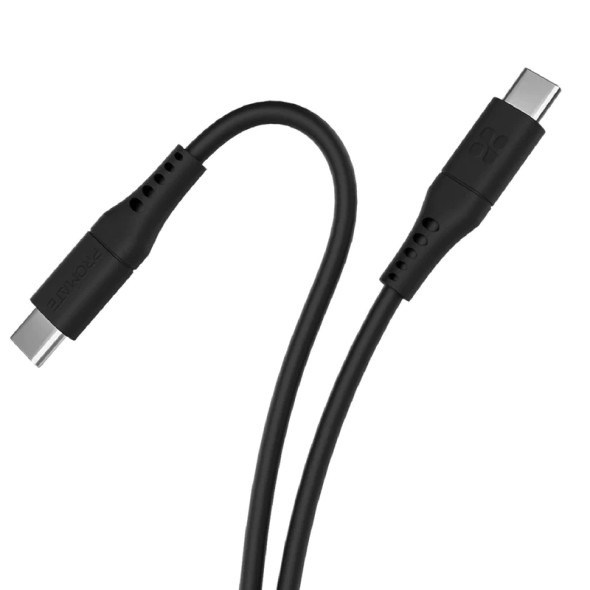 Promate 60W Power Delivery Ultra-Fast USB-C Soft Silicon Cable , Black | TRANSLINE-CC200.BLACK