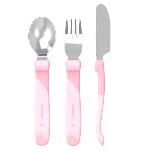 Twistshake Learn Cutlery Stainless Steel 12+m Pastel , Pink | 78209