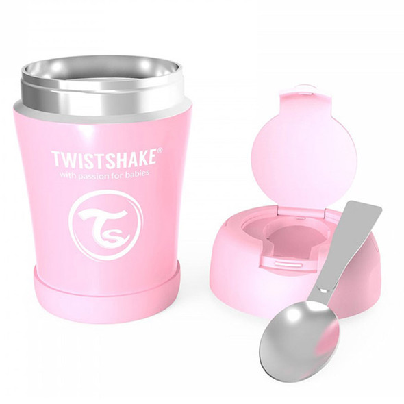 Twistshake Insulated Food Container 350ml Pastel Pink | 78749