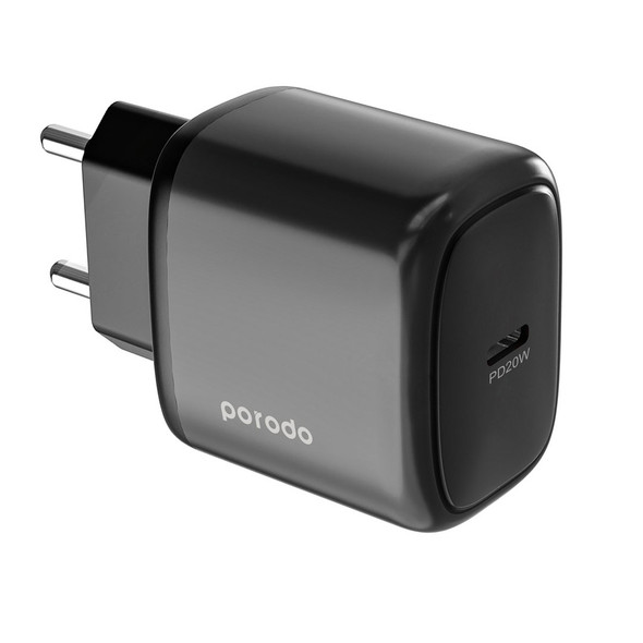 Porodo USB-C Power Delivery Quick Charger EU ,Black | PD-20WEUCL-BK