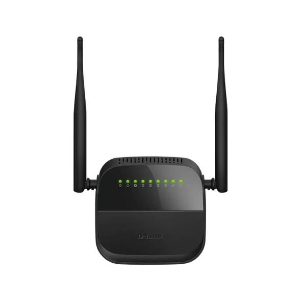 D-Link DSL-124 wireless N300 ADSL2+ 4-port modem router front view