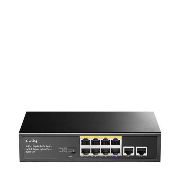 Cudy 8-Port Gigabit PoE+ Switch with 2 Gigabit Uplink Ports 120W | GS1010P