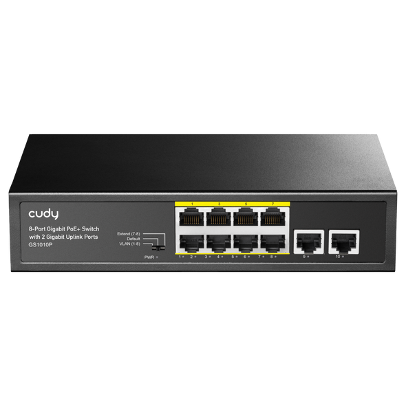 Cudy 8-Port Gigabit PoE+ Switch with 2 Gigabit Uplink Ports 120W | GS1010P