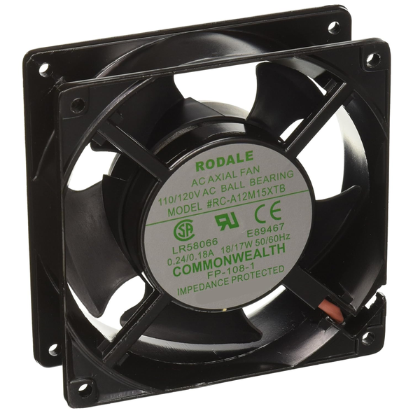 Commonwealth FP-108-1 Tubeaxial Fan, 115 VAC, 120mm Length, 120mm Width, 38mm Height | FP-108-1