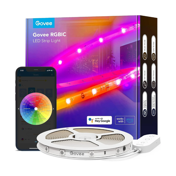 Govee RGBIC Wi-Fi + Bluetooth LED Strip Lights With Protective Coating - 5 Meter | H619A