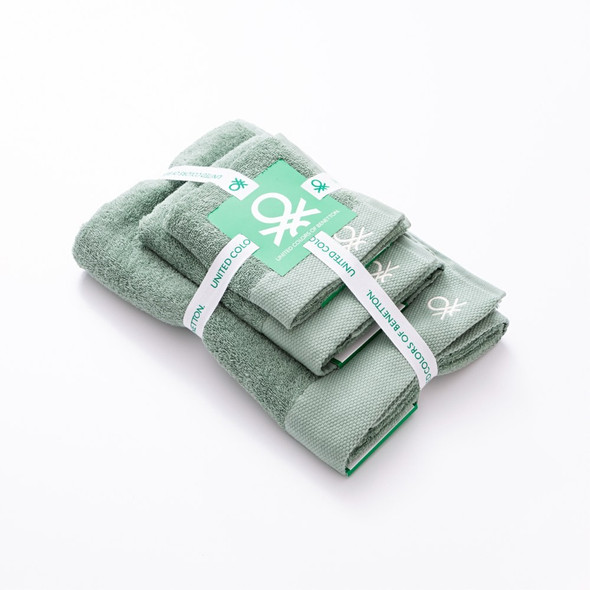 Benetton Home 3Pcs Towel Set 100% Cotton 500Gsm Embroidered Logo (Guest Towel 30x50cm, Hand Towel 50x90cm | BE-2125