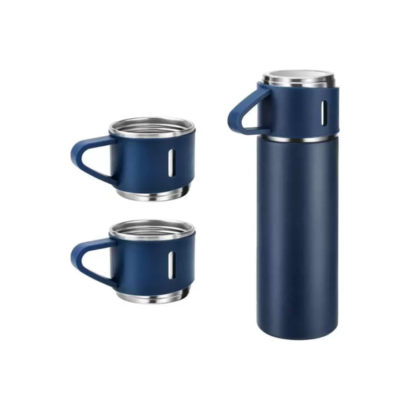 Vacuum Flask Set with 2 Cups - 500ml , Blue