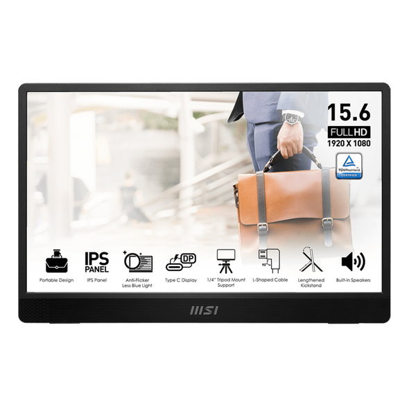 MSI Pro MP161 E2 Portable Monitor, 15.6 Inch FHD IPS 1080p, 60HZ, Metal Gray | MP161-E2U
