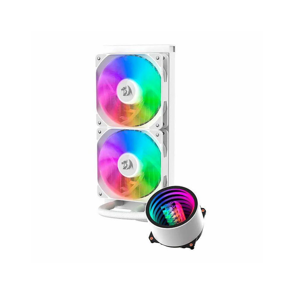 Redragon CCW-3011W white 240mm ARGB AIO liquid CPU cooler dual 120mm fans RGB pump block