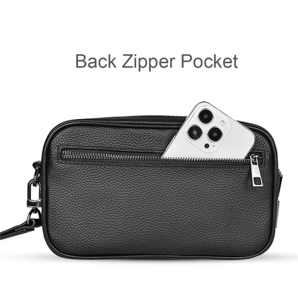WIWU Master Genuine Leather Fingerprint Lock Pouch Bag Black | MGBLK