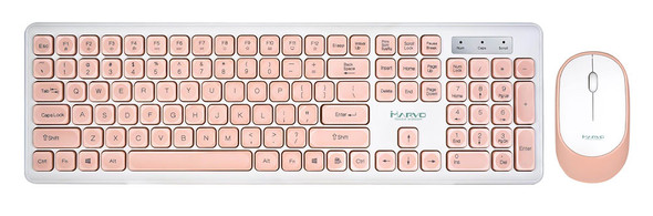 MARVO DCM003WE 2.4G Wireless Keyboard And Mouse Combo - Pink / Mouse up to 1000 DPI / DCM003WE(PK)