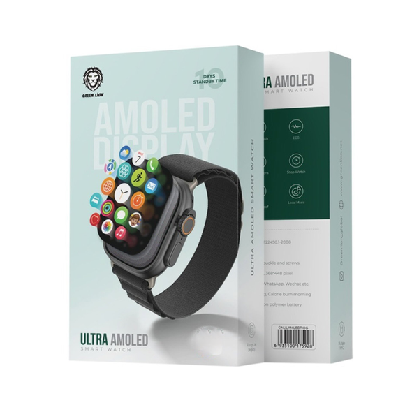 Green Lion Ultra Amoled Smart Watch - Black | GNULTSAMLDBK