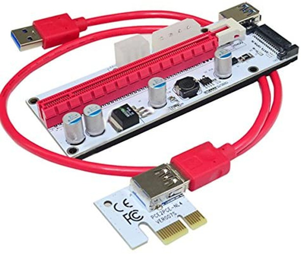 Riser USB v008-s Ver. All Molex 4pin Connectors and 6pin and SATA – USB 3.0 PCI-E 1 X To 16 X Extension Cable for Bitcoin Mining Rig and other ( v008-s )