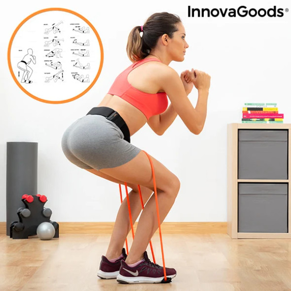 InnovaGoods Belt With Resistance Bands For Glutes And Exercise Guide Bootrainer | V0103038