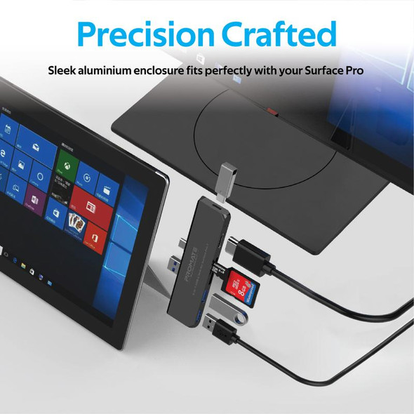 PROMATE 6-in-1 USB-C Hub for Microsoft Surface Pro 7 | SurfaceHub-7 (Available in Black or Grey)